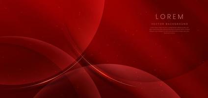 Abstract 3d curved red shape on red background with lighting effect and sparkle with copy space for text. Luxury design style. vector