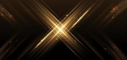 Abstract luxury golden glitter effect glowing on black background with lighting effect sparkle. vector