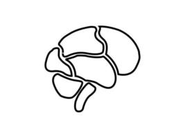 icono de línea cerebral plana. símbolo de vista lateral del cerebro humano. vector