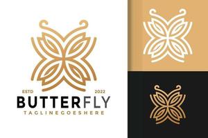 diseño de logotipo de mariposa elegante dorado, vector de logotipos de identidad de marca, logotipo moderno, plantilla de ilustración vectorial de diseños de logotipos