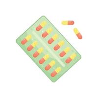 Vector illustration of a package with tablets. Medication.