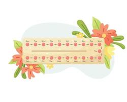 Vector illustration of a package with birth control pills. Menstrual cycle. Hormonal medication.