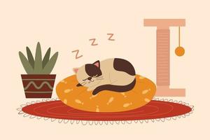 lindo gato durmiendo ilustración vectorial vector