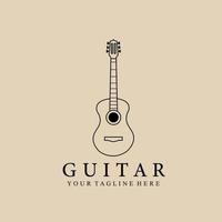 logotipo de arte de línea de guitarra, icono y símbolo, diseño de ilustración vectorial vector