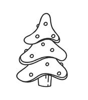 Spruce Vector Christmas Tree Illustration Doodle Isolated on White background Concept of Christmas and Santa