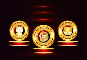 doge meme coin crypto currency on stage background vector