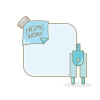 homework reminder note with compass vector illustration