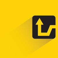 up way arrow button with shadow on yellow background vector