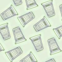 Pattern of many small shopping carts on a lime background photo