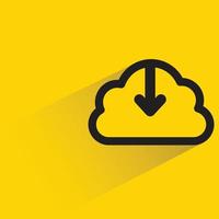 cloud download with shadow on yellow background vector