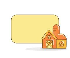 blank note board with farmhouse vector illustration