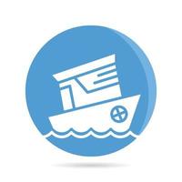 icono de barco pequeño en la ilustración del botón circular vector