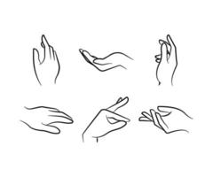 sketch hand gesture set vector line illustration