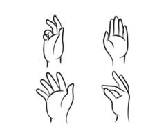 sketch hand gesture set vector line illustration