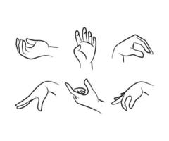 hand drawn hand gesture set vector line illustration