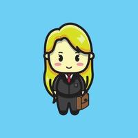 cute businesswoman carrying briefcase vector