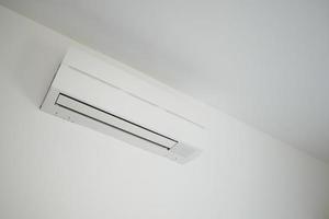 flat air conditioner on white wall photo