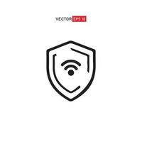 Protection wifi. Private network. Shield with wi-fi symbol. VPN - virtual private network . Vector shield 6 icon. Security internet icon. Protection icon. Protection activated. Active safety. Firewall