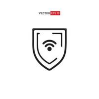 WiFi de protección. red privada. escudo con símbolo de wi-fi. vpn - red privada virtual. escudo vectorial 4 icono. icono de Internet de seguridad. icono de protección. protección activada. seguridad activa. cortafuegos vector