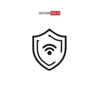 WiFi de protección. red privada. escudo con símbolo de wi-fi. vpn - red privada virtual. icono de escudo vectorial 5. icono de Internet de seguridad. icono de protección. protección activada. seguridad activa. cortafuegos vector