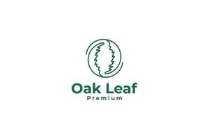 Line oak leaf logo design vector template illustration