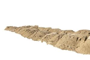 Construction site with heaps of sand. Pile of sand on an isolated white background. copy space. photo