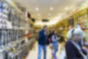 Blurred background, store from the inside. Souvenir shop photo