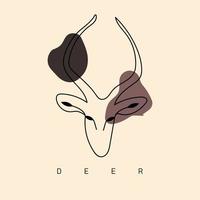 one line art of the cute deer face vector