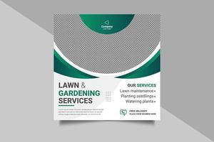 Agricultural and farming services social media post or  web banner  lawn gardening template design vector