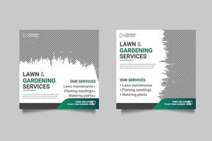 Agricultural and farming services social media post or  web banner  lawn gardening template design vector