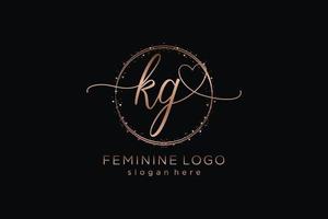 Initial KG handwriting logo with circle template vector logo of initial wedding, fashion, floral and botanical with creative template.