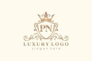 Initial PN Letter Royal Luxury Logo template in vector art for Restaurant, Royalty, Boutique, Cafe, Hotel, Heraldic, Jewelry, Fashion and other vector illustration.