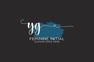 Initial YG beauty monogram and elegant logo design handwriting logo of initial signature, wedding, fashion, floral and botanical with creative template. vector
