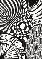 abstract black and white ornament drawn by ink photo