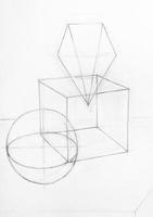 hand-drawn still-life from geometric shapes photo