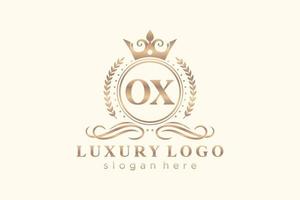 Initial OX Letter Royal Luxury Logo template in vector art for Restaurant, Royalty, Boutique, Cafe, Hotel, Heraldic, Jewelry, Fashion and other vector illustration.