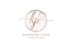 Initial KP handwriting logo with circle template vector logo of initial wedding, fashion, floral and botanical with creative template.