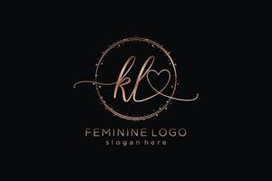 Initial KL handwriting logo with circle template vector logo of initial wedding, fashion, floral and botanical with creative template.
