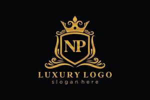 Initial NP Letter Royal Luxury Logo template in vector art for Restaurant, Royalty, Boutique, Cafe, Hotel, Heraldic, Jewelry, Fashion and other vector illustration.