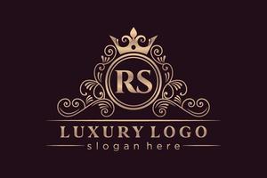 RS Initial Letter Gold calligraphic feminine floral hand drawn heraldic monogram antique vintage style luxury logo design Premium Vector