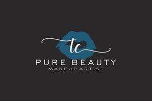 Initial TC Watercolor Lips Premade Logo Design, Logo for Makeup Artist Business Branding, Blush Beauty Boutique Logo Design, Calligraphy Logo with creative template. vector