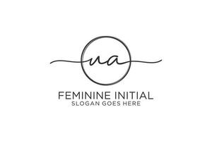 Initial UA handwriting logo with circle template vector logo of initial signature, wedding, fashion, floral and botanical with creative template.