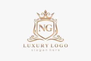Initial NG Letter Royal Luxury Logo template in vector art for Restaurant, Royalty, Boutique, Cafe, Hotel, Heraldic, Jewelry, Fashion and other vector illustration.