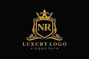 Initial NR Letter Royal Luxury Logo template in vector art for Restaurant, Royalty, Boutique, Cafe, Hotel, Heraldic, Jewelry, Fashion and other vector illustration.
