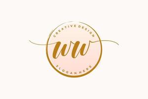 Initial WW handwriting logo with circle template vector signature, wedding, fashion, floral and botanical with creative template.