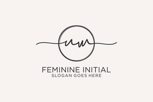 Initial UW handwriting logo with circle template vector logo of initial signature, wedding, fashion, floral and botanical with creative template.