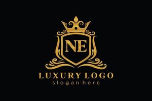 Initial NE Letter Royal Luxury Logo template in vector art for Restaurant, Royalty, Boutique, Cafe, Hotel, Heraldic, Jewelry, Fashion and other vector illustration.