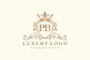 Initial PB Letter Royal Luxury Logo template in vector art for Restaurant, Royalty, Boutique, Cafe, Hotel, Heraldic, Jewelry, Fashion and other vector illustration.