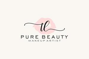 Initial TL Watercolor Lips Premade Logo Design, Logo for Makeup Artist Business Branding, Blush Beauty Boutique Logo Design, Calligraphy Logo with creative template. vector