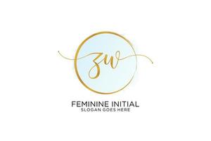 Initial ZW handwriting logo with circle template vector signature, wedding, fashion, floral and botanical with creative template.